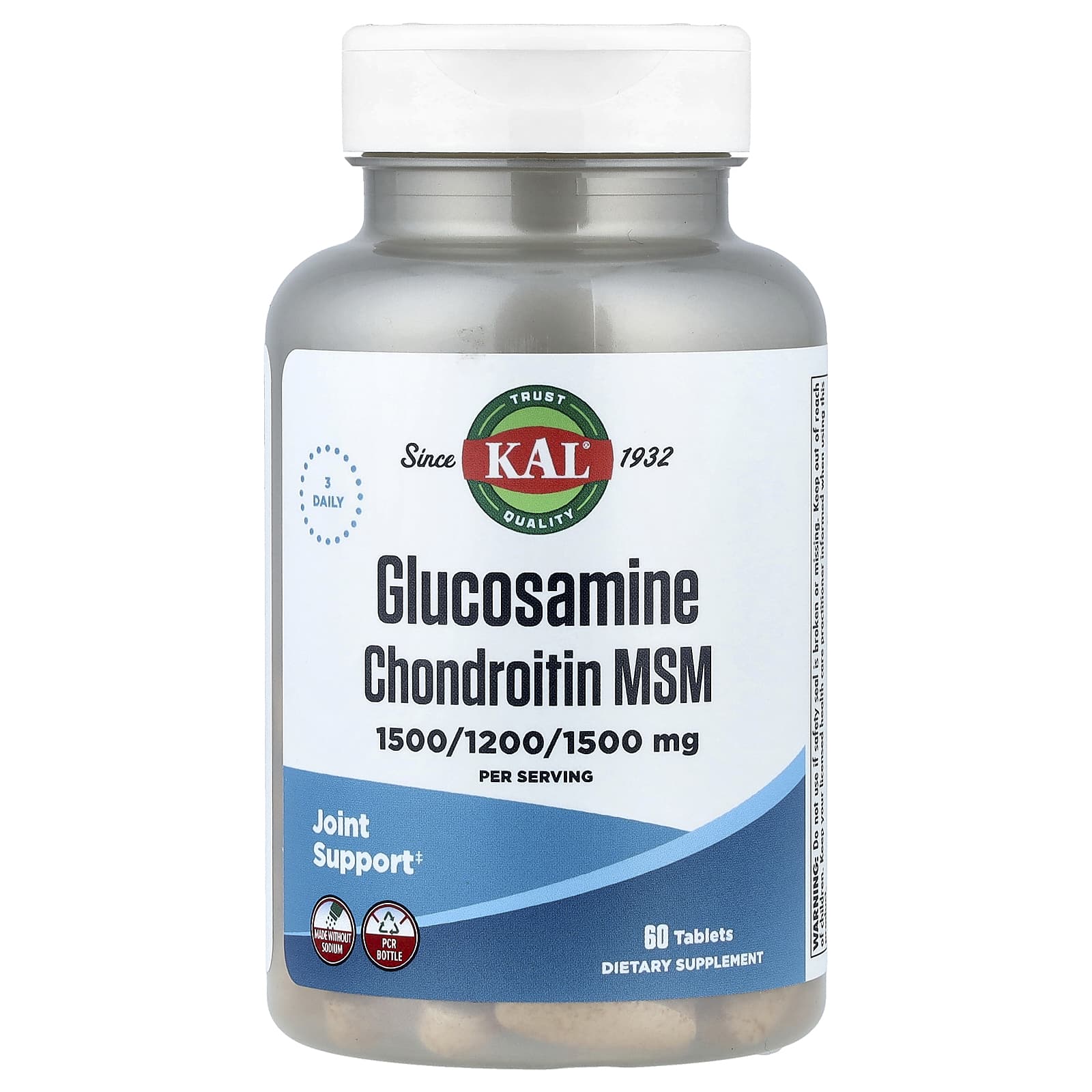 KAL, Glucosamine Chondroitin MSM, 60 Tablets