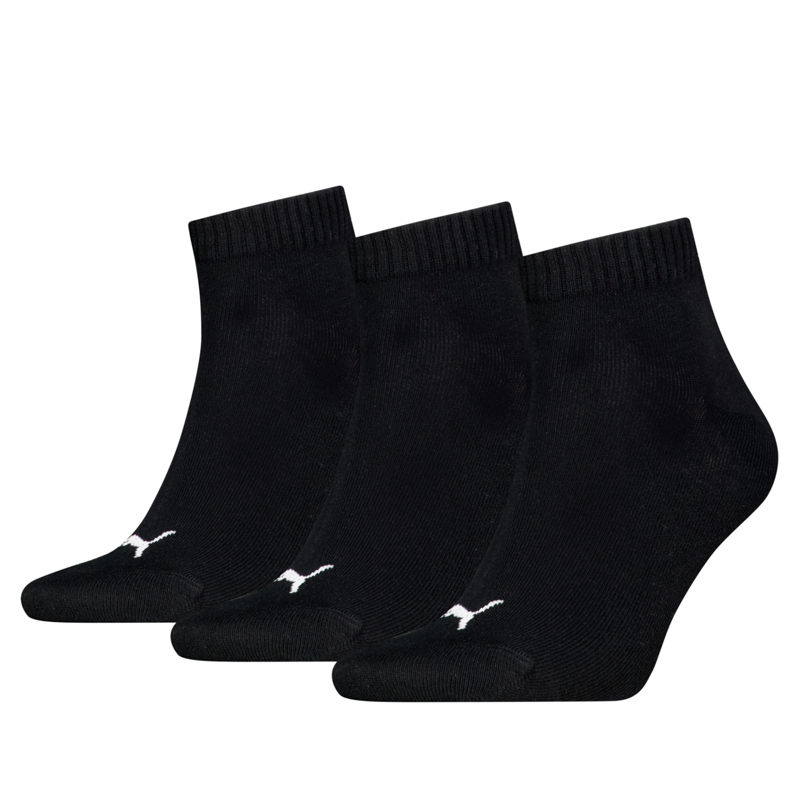 Puma 3 Pack Quarter Plain Socks Black Mens 7-11