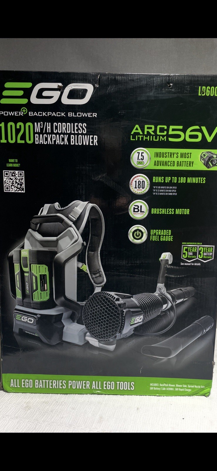 Ego 56V 7.5Ah Backpack Cordless Blower Kit - LB6004E