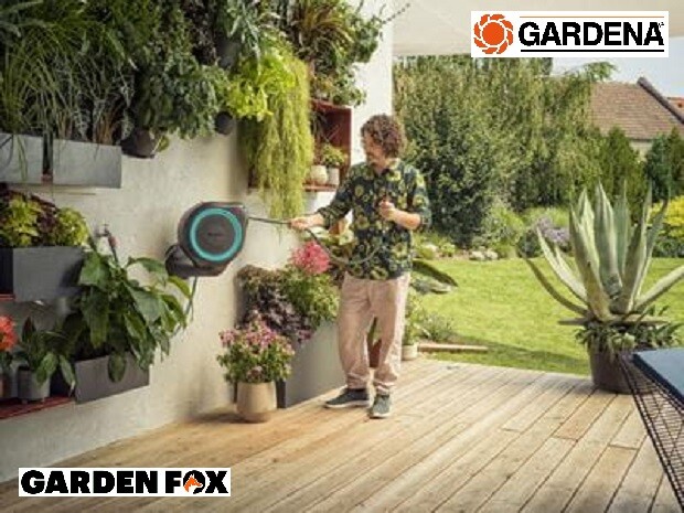 Genuine GARDENA 20m Wall Mounted Roll Up Hose Box - 18610-20 - 4078500051972