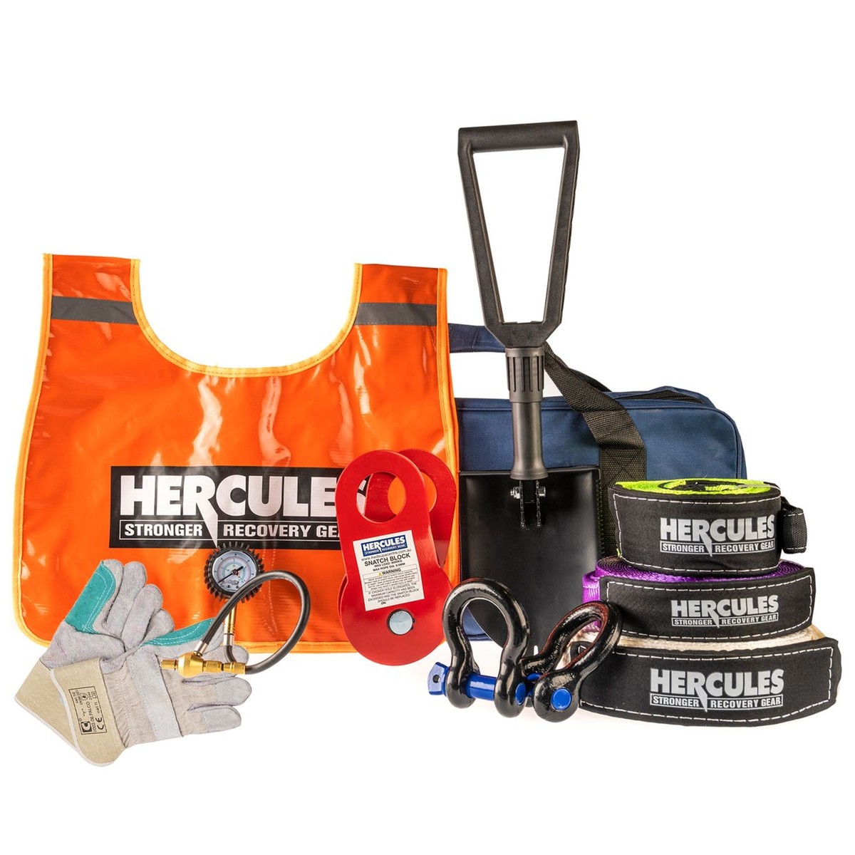 Hercules 4WD Winch Recovery Kit 4x4 + Dual Air Compressor Snatch Strap Recovery