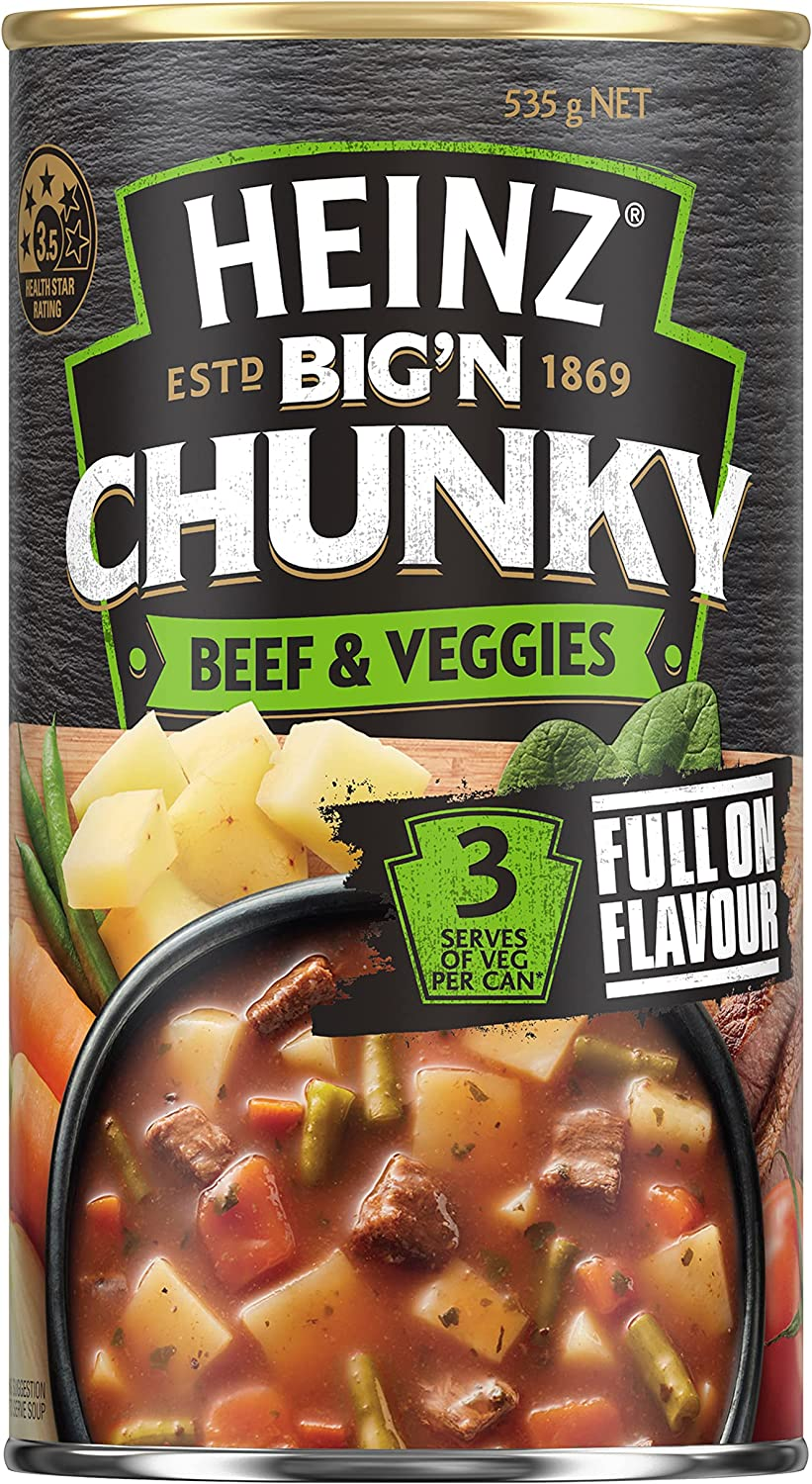 Heinz Big N Chunky Beef & Veggies Soup Canned Meal Dinner