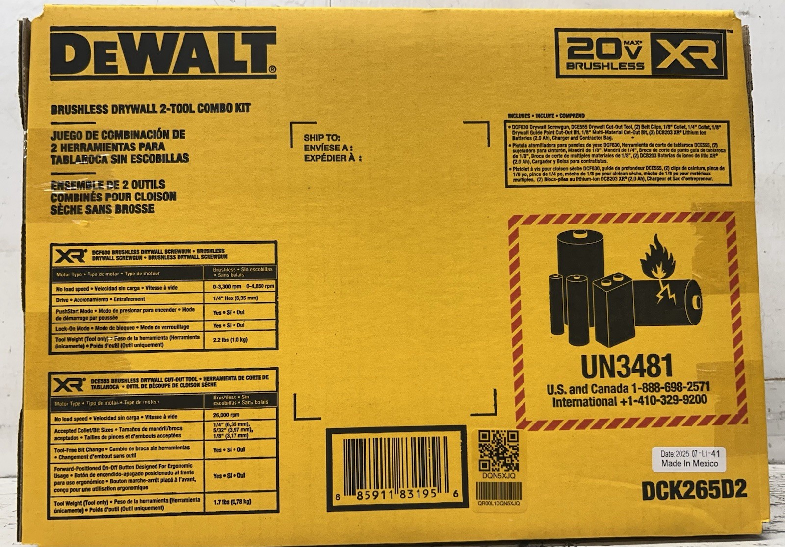 DeWalt 20V MAX* XR Brushless Drywall Screwgun and Cut-Out Tool Combo Kit (2.0Ah) (DCK265D2)