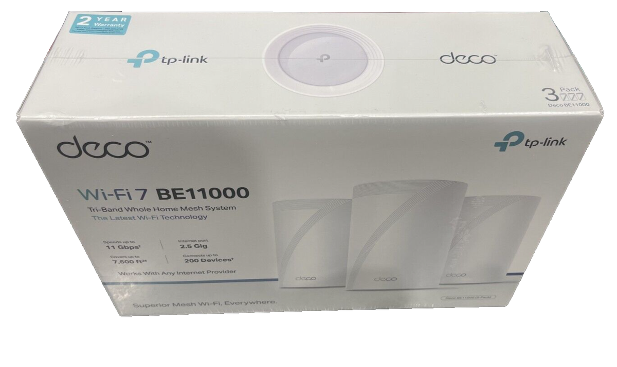 TP-Link Deco BE11000 Multi-Gig Whole Home Mesh Wi-Fi 7 System (3-Pack) - White