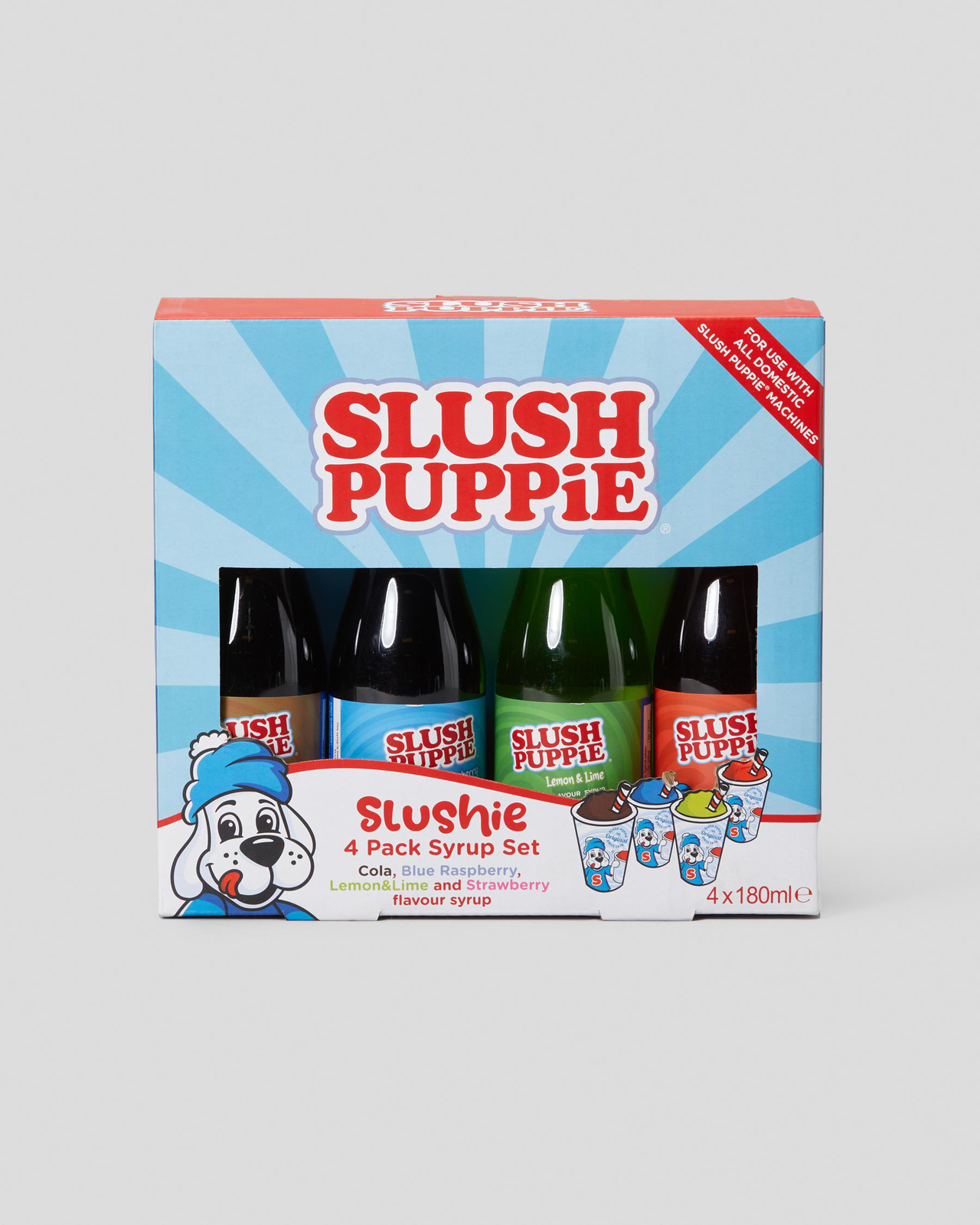 Slush Puppie Syrup - 4 Pack - Blue Raspberry, Strawberry, Lemon & Lime, Cola