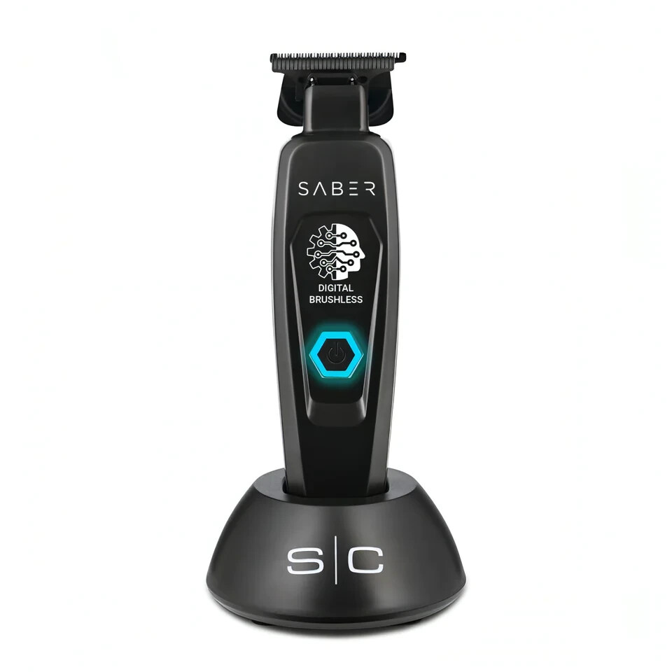 Stylecraft Saber Professional Full Metal Body Digital Brushless Motor Cordless Hair Trimmer (Black)