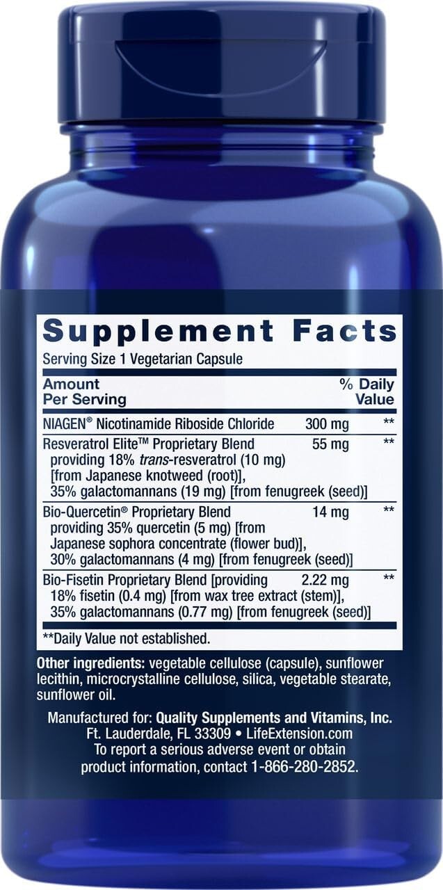 Life Extension NAD+ Cell Regenerator and Resveratrol 30 Capsules 30