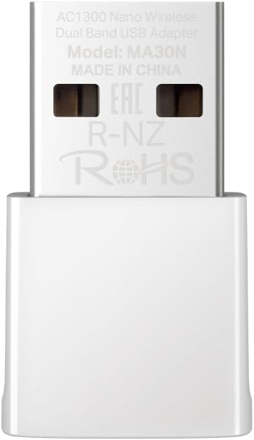 Mercusys AC1300 Nano Wireless Dual Band USB Adapter, Plug & Play, Nano-Size, WPA3 Security, Compatible with Windows 11/10 (MA30N)