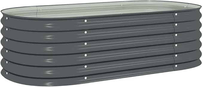 Garden Raised Bed 160x80x44 cm Galvanised Steel - Grey
