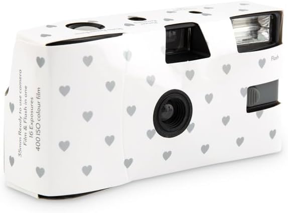 Disposable Camera With Flash - Silver Hearts