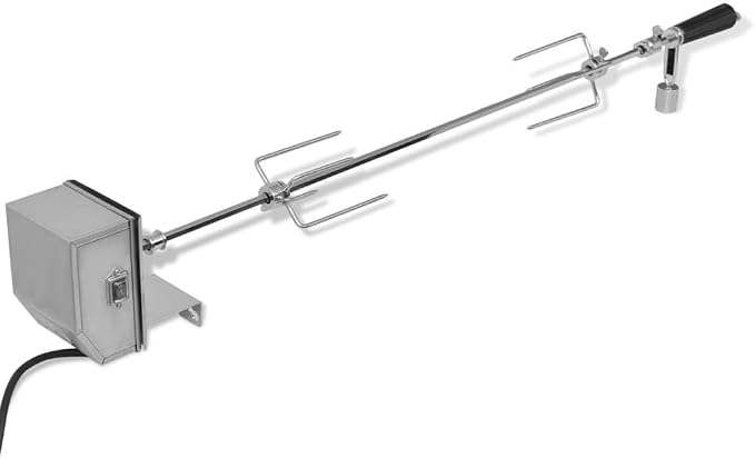 vidaXL BBQ Rotisserie Spit with Professional Motor Steel 900 mm