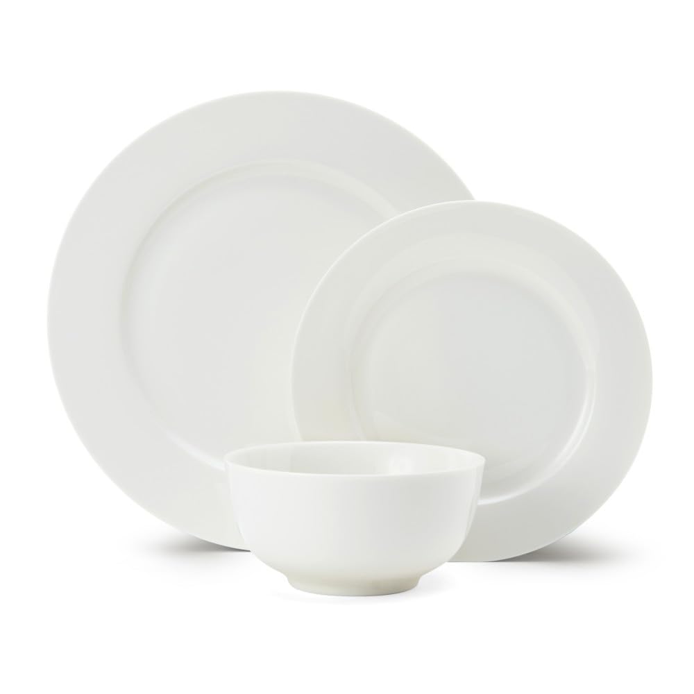 Mikasa Egret Kitchen China Dinner Plates/Bowls Set, White 12pc