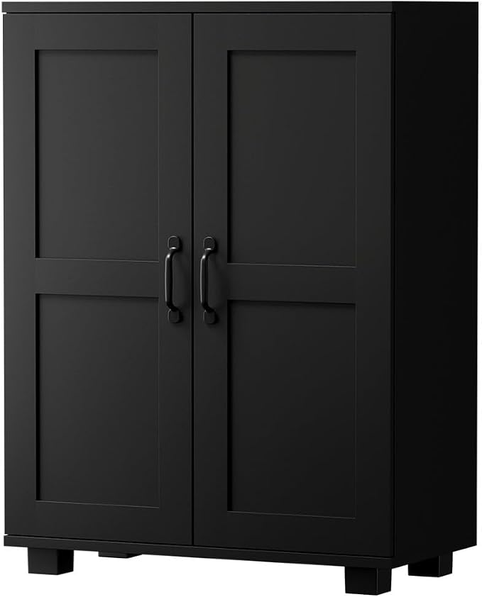 Oikiture Storage Cabinet Sideboard 2 Door Cupboard Black