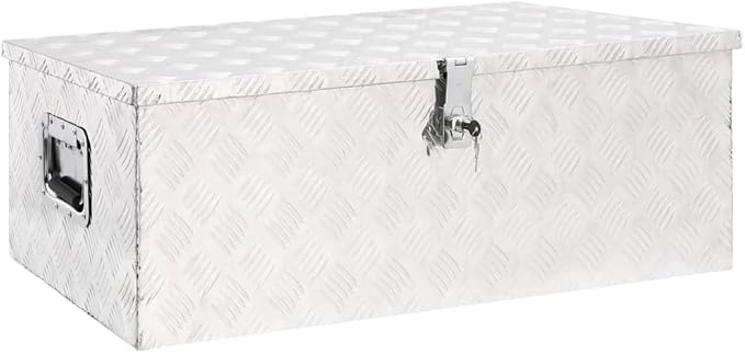 vidaXL Silver Aluminium Storage Box - 90x47x33.5 cm