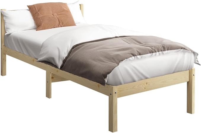 Oikiture Bed Frame Single Size Wooden Kids Bed