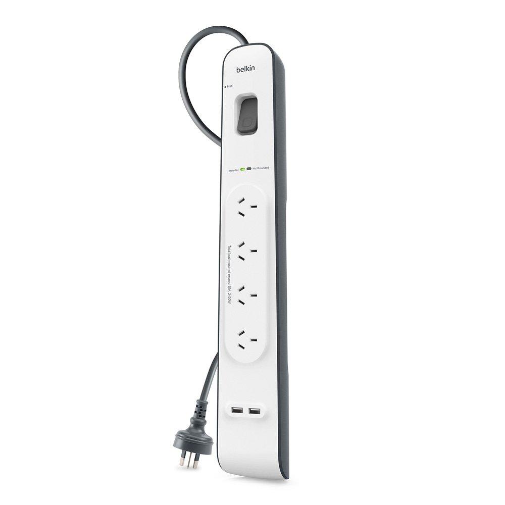Belkin BSV401AU2M 4 Outlet Surge Strip Protector with USB