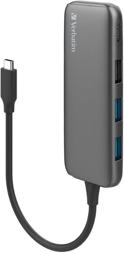 Verbatim USB-C Hub With 2x USB 3.0 1x USB 2.0 & 1x USB C Port - Space Grey