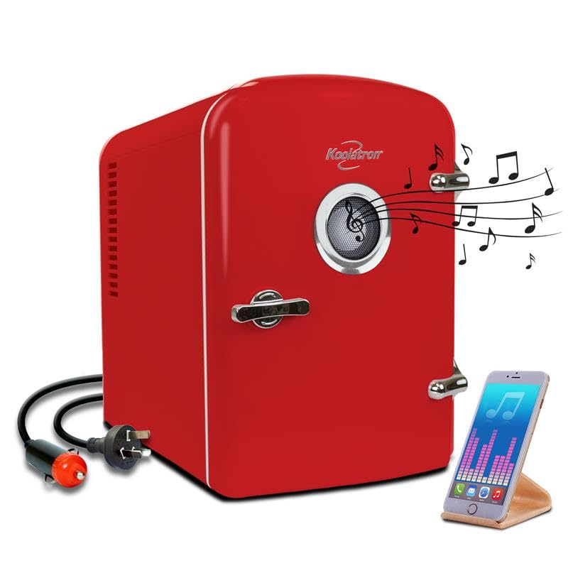 Koolatron 4L Retro Portable Mini Fridge 12V DC 110V 6 Can Cooler White
