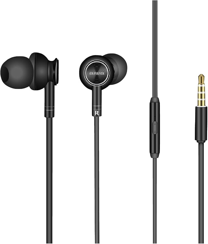 Aiwa In-ear Gel Performance 1.2m Wired Earbud Headphones W Microphone - White