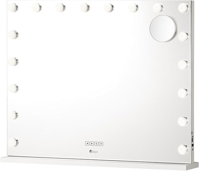 Oikiture Bluetooth Hollywood Makeup Mirrors with Led Light 80x58cm Vanity Mirror