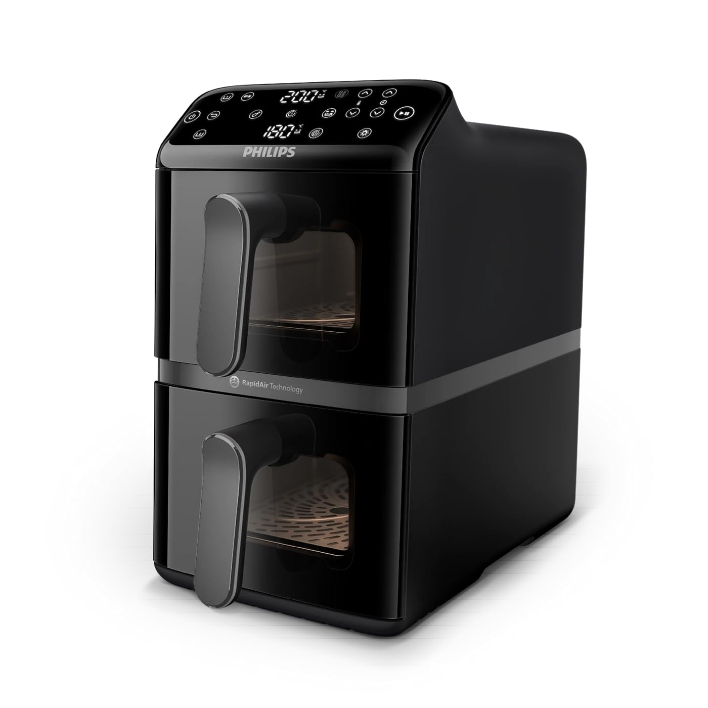 Philips 4000 Series 10L Double Stacked Basket Airfryer - RapidAir Technology, Synchronized Finish, 2 Meals At The Same Time, 45% Less Countertop Space
