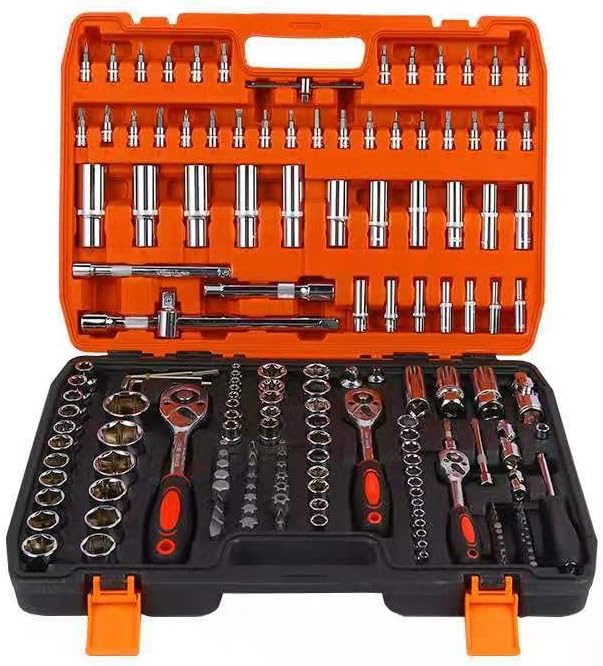 OZNALA 172pcs Metric Ratchet Spanner Socket Set 1/4" 1/2" 3/8" Tool Kit Wrench Toolbox