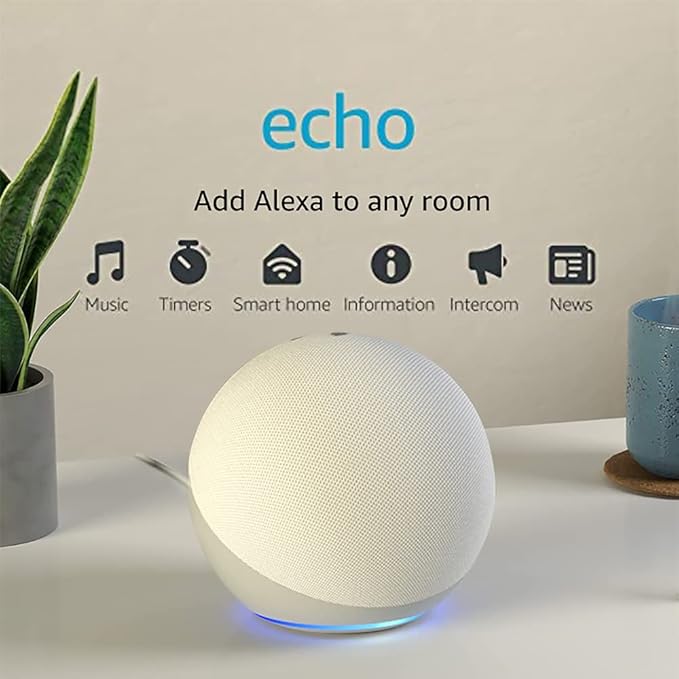 Amazon Echo Dot 4th Generation Smart Speaker With Clock Alexa White. Amazon. White. Smart Speakers. 0840080593524.
