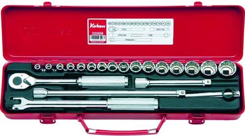 Koken Socket Set 3/8Dr-6Pt&12Pt 6-22mm (21pcs) Ko3206M
