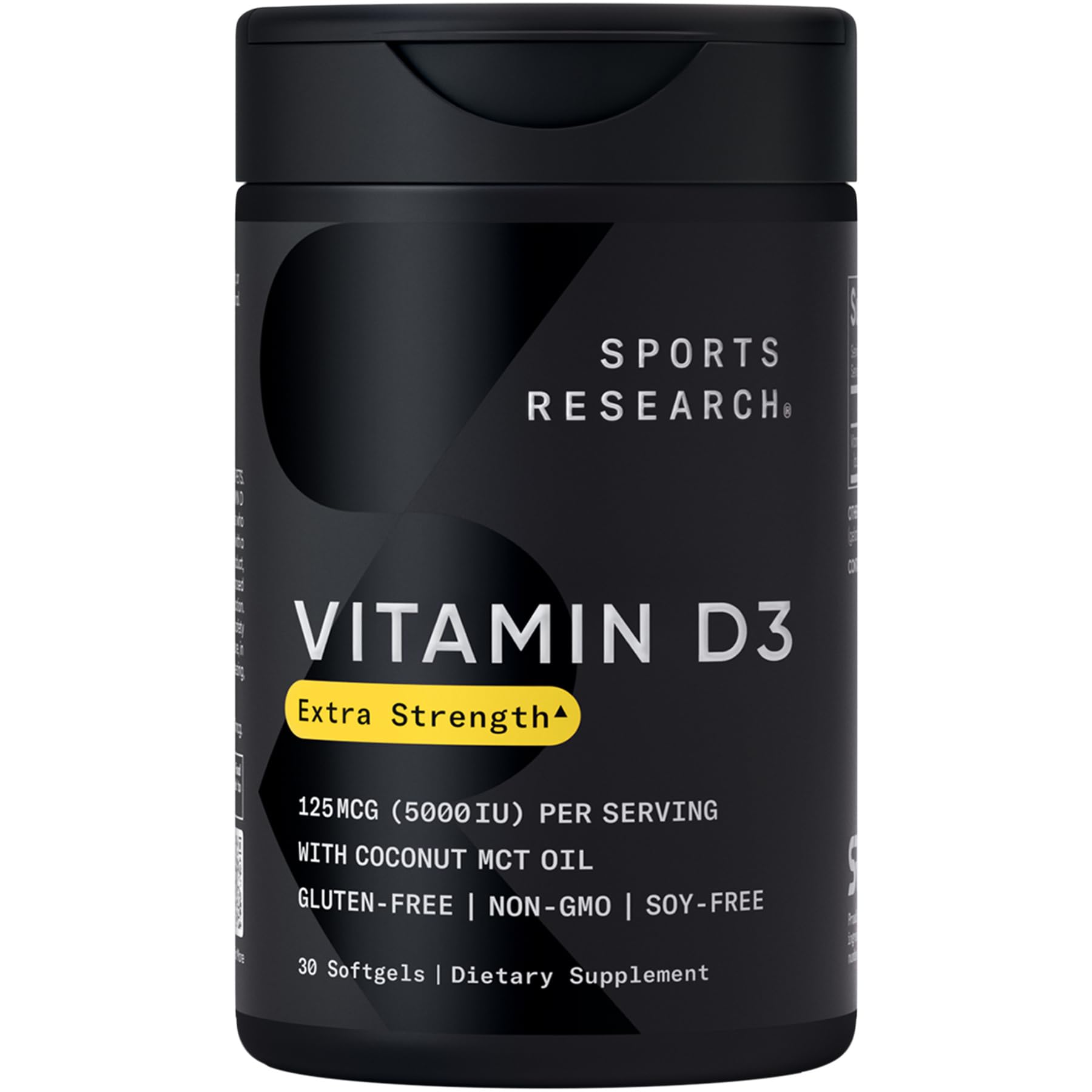 Sports Research Vitamin D3 With Coconut Oil 125 mcg (5000 IU) 30 Softgels