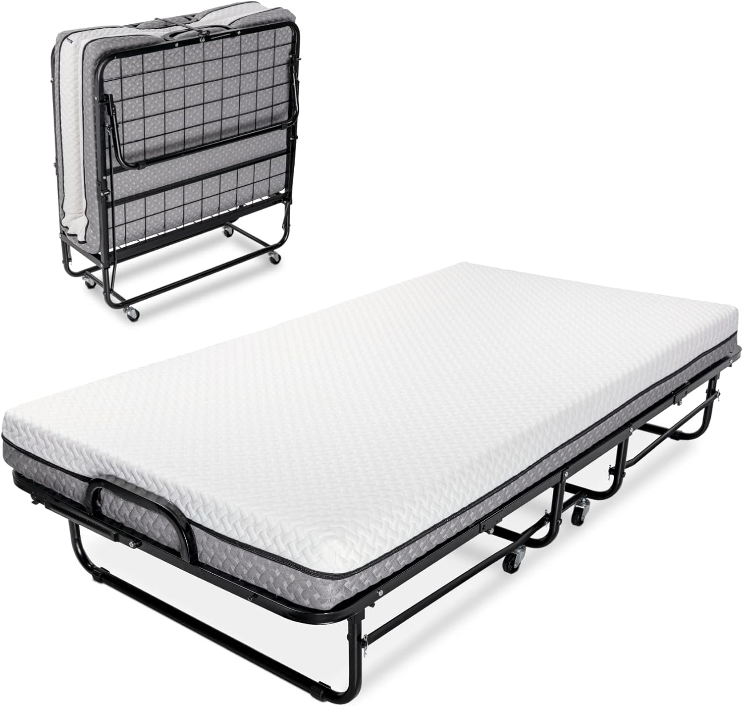 Milliard Diplomat Folding Bed Cot Size - with Luxurious Memory Foam Mattress and A Super Strong Sturdy Frame 75 x 31
