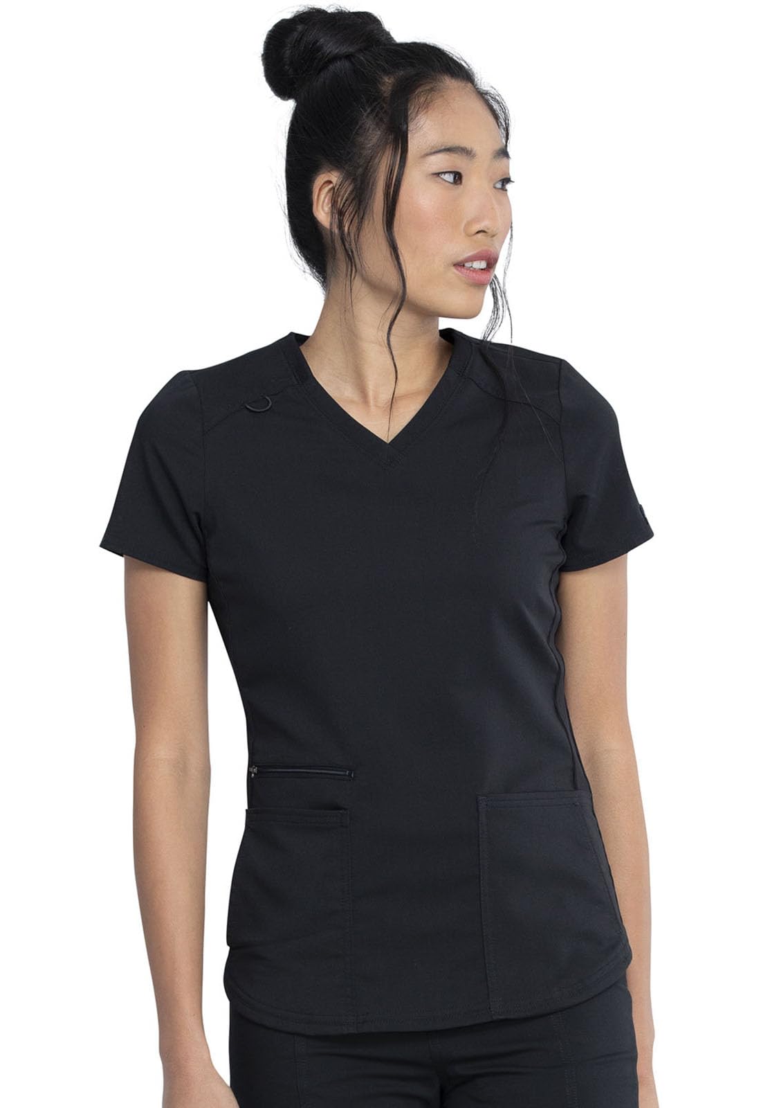 Dickies Balance V-Neck Knit Panel Scrub Top - M - Wine