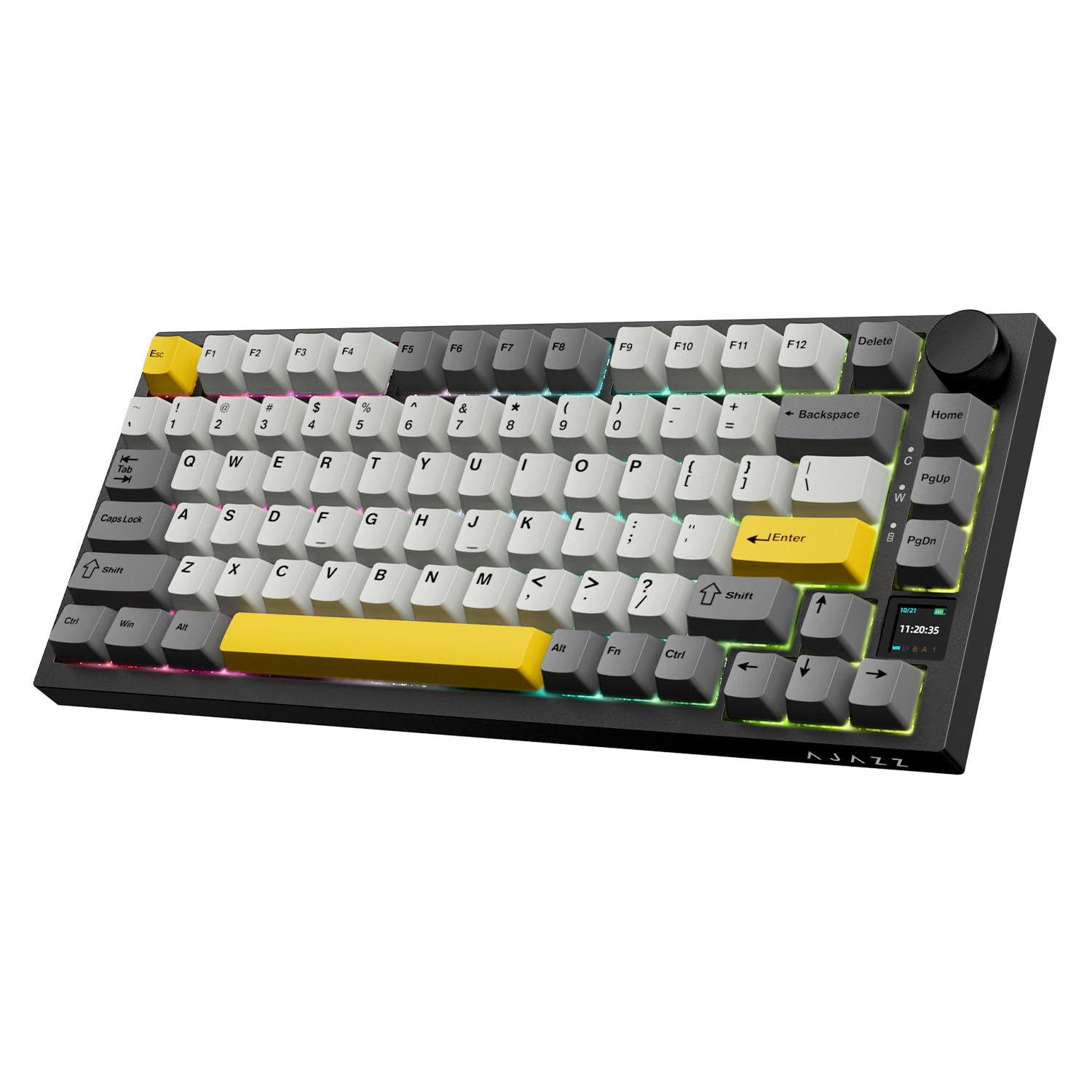 ATTACK SHARK Ajazz AK820 Pro Mechanical Keyboard with Knob&TFT Display,Bluetooth 5.1/2.4G Wireless/Type-C Wired 75% Percent Keyboard,5-Layer Sound 