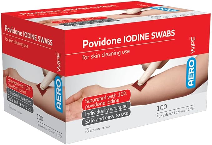 AeroWipe Povidone Iodine Swabs 100 Pack