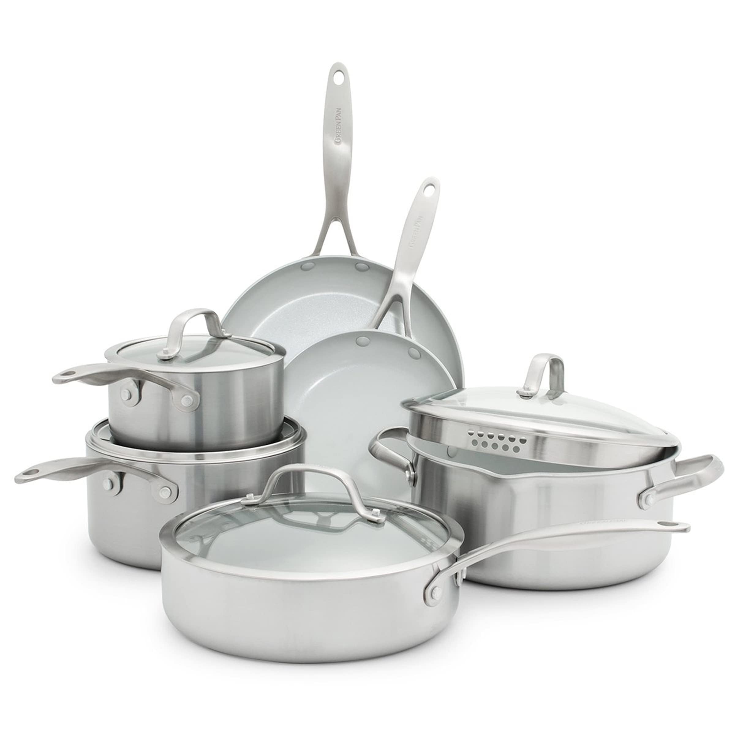 GreenPan Venice Pro 10-Piece Multilayer Stainless Steel Ceramic Nonstick Cookware Set