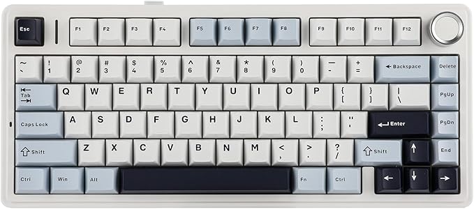 EPOMAKER x Aula F75 Gasket Mechanical Keyboard, 75% Wireless Hot Swappable Gaming Keyboard with Five-Layer Padding&Knob, BT/2.4GHz/USB-C, RGB (Light 
