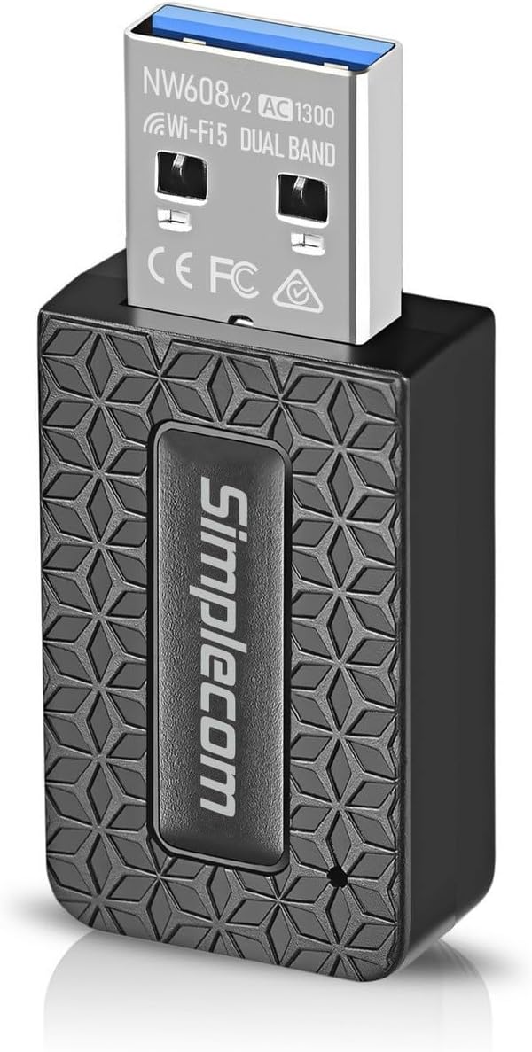 Simplecom NW608v2 WiFi 5 AC1300 Dual Band USB 3.0 Wireless Adapter