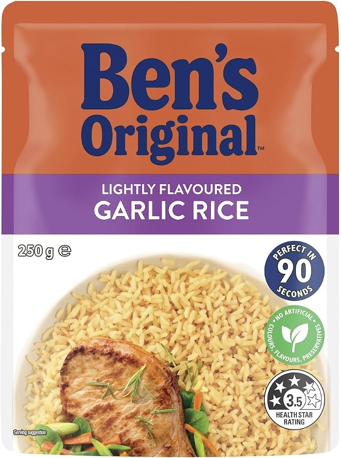 Ben's Original Lightly Flavour Garlic Microwave Rice Pouch 250g