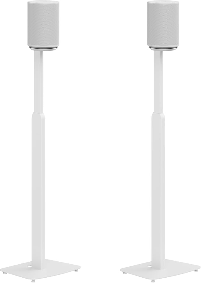 ynVISION Adjustable Floor Stand Compatible with Sonos Era 100 and Era 300 - White 2 Pack (Pair)
