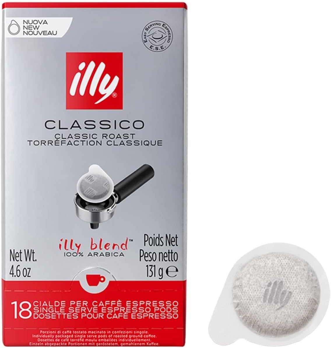 Illy Classico Espresso Coffee Pods, 18 Capsules