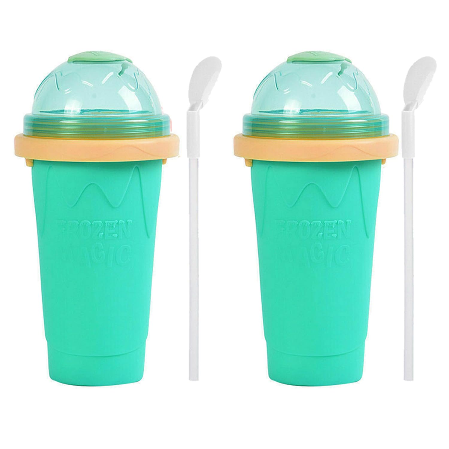 Slushie Maker Cup Quick Freeze Magic Squeeze Cup Milkshake Cup Ice Cream Maker - Green