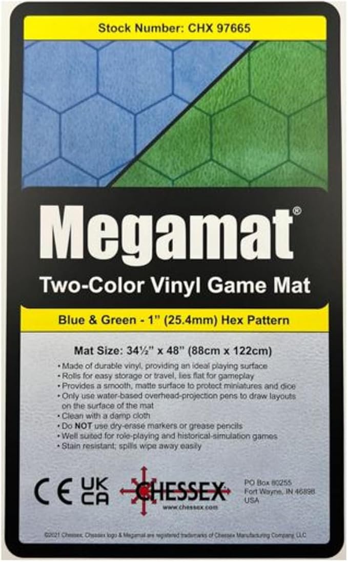 CHX 97665 Reversible Megamat 1" Hexes Blue-Green (34 x 48)