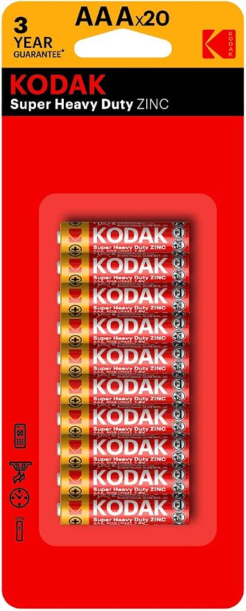 Kodak 30937765 Super Heavy Duty AAA 20 Pack Zinc Batteries