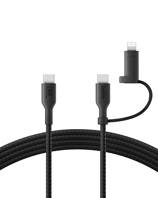 Belkin BoostCharge Pro 2-in-1 Cable with USB-C and Lightning Connector - Black (CAC003fq1.5MBK)