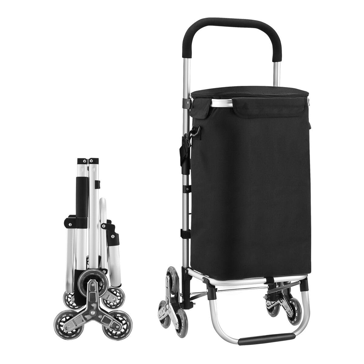 Waterproof Shopping Cart Trolley Foldable Aluminium Grocery Bag Black
