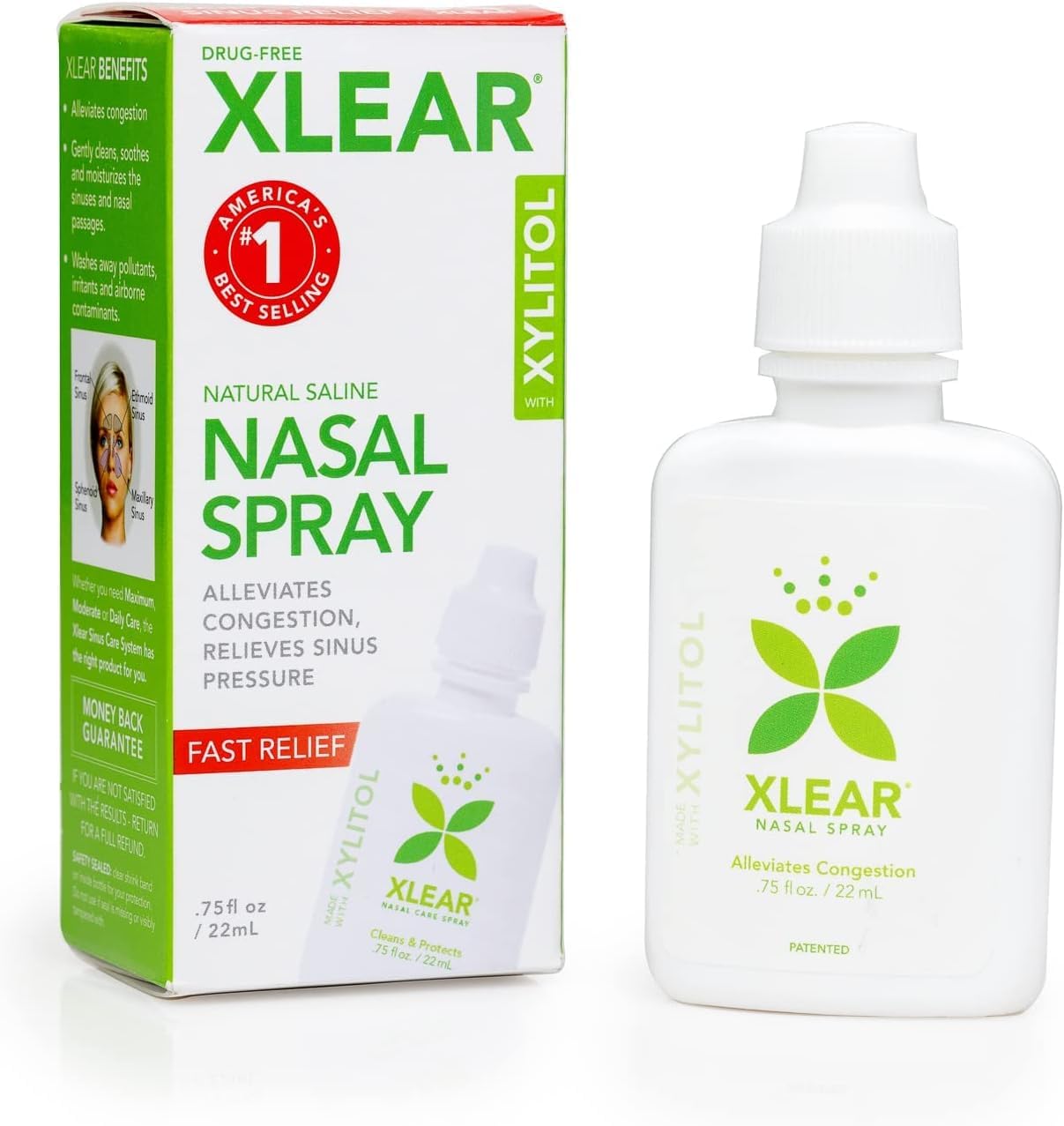 Xlear Nasal Spray (Pack of 2) with Xylitol, Saline, purified Water An