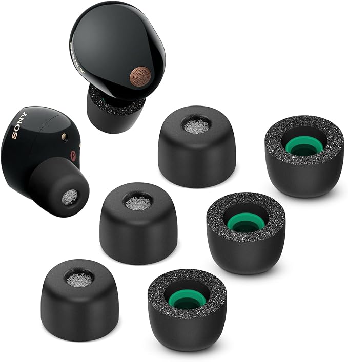 Memory Foam Tips For Sony WF-1000XM5 With Dust Mesh, Anti-slip Replacement Ear Tips For Sony True Wireless Earphones,Fit in The Charging Case,
