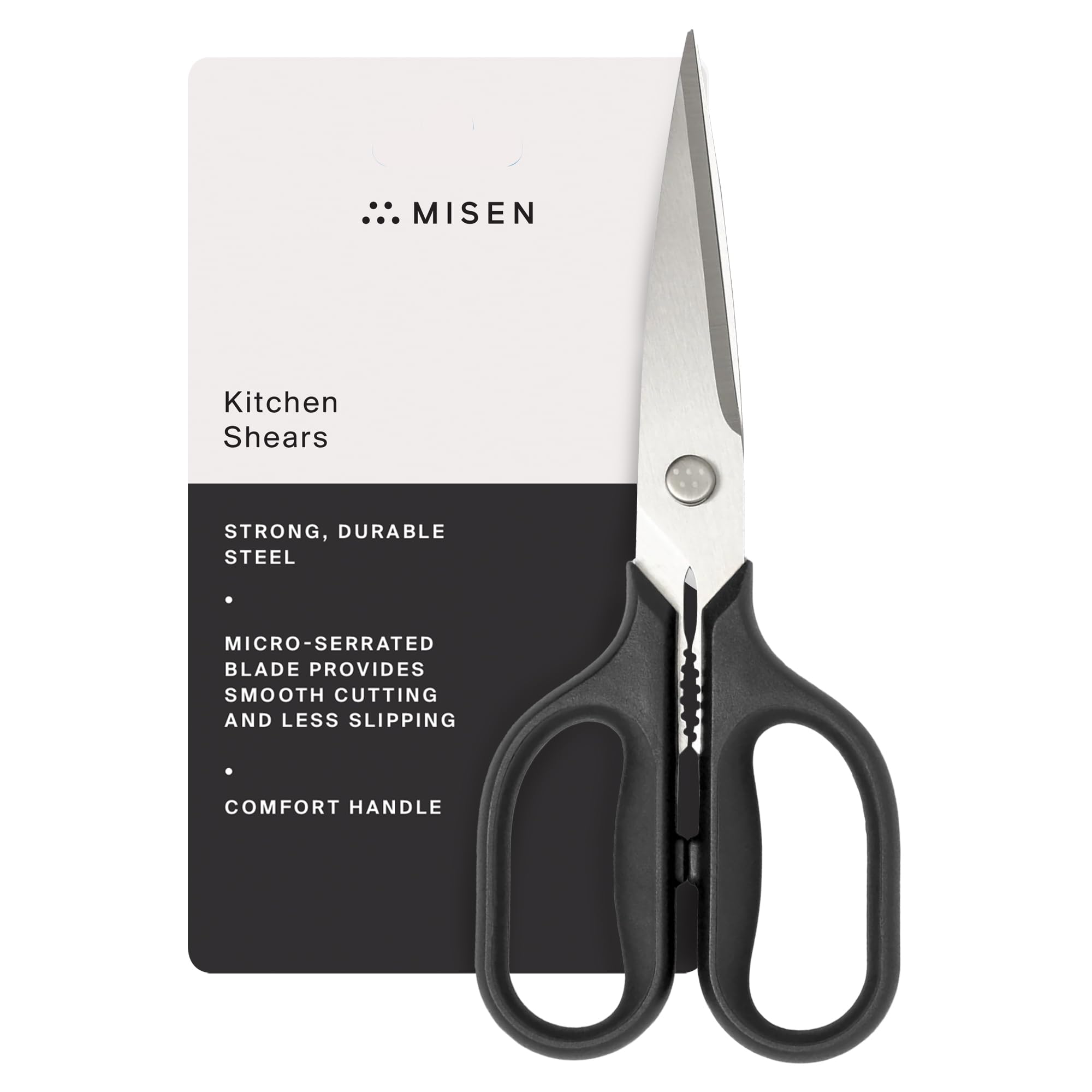 Misen Heavy Duty Kitchen Shears - Stainless Steel, Versatile and Easy Clean Scissors for Meat, Herbs and Veggies - Ambidextrous Comfort Handle - 