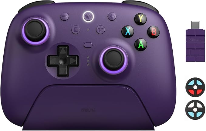 8Bitdo Ultimate 2 Wireless 2.4G Controller (TMR Joystick Update), Star-Ring RGB Lights, Adjustable Trigger Locks, Gamepad with Charging Dock for