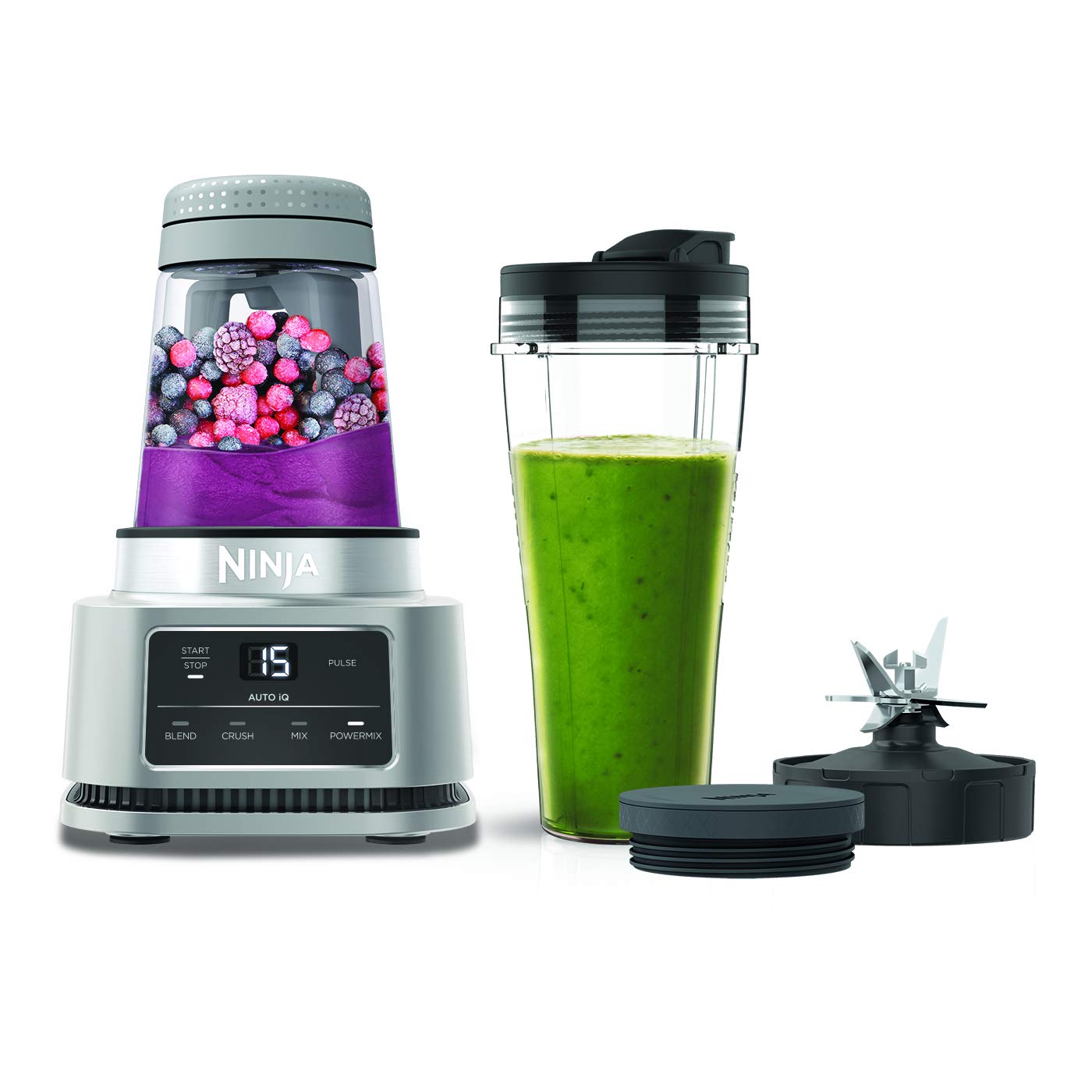 Ninja Foodi Power Nutri Blender 2-in-1, 700ml Cup & 400ml Bowl With Power Paddle, Blend Smoothie Bowls, Thick Spreads & Frozen Drinks, 1100W, Automat