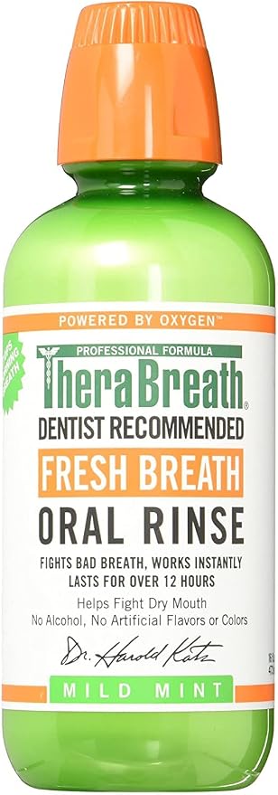 TheraBreath Dentist Recommended Fresh Breath Oral Rinse - Mild Mint Flavour, 470ml (Pack of 1)